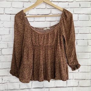 BE COOL Floral Patterned Brown Blouse‎